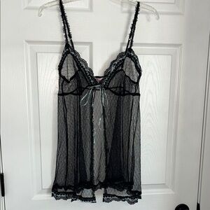 Victoria’s Secret Sheer Black Babydoll with Blue Lace Trim